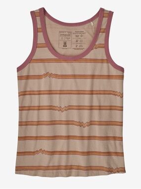 Patagonia Women's Ridge Rise Stripe Repeat Organic Cotton Tank Top Red Orange XS